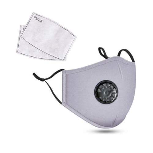 PM2.5M: Maschera in Cotone Lavabile con Filtri in Carbonio 2 Grigio